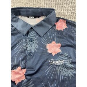 UNRL Barstool Sports Tropical Golf Floral Performance Polo Men's Large Navy Pink